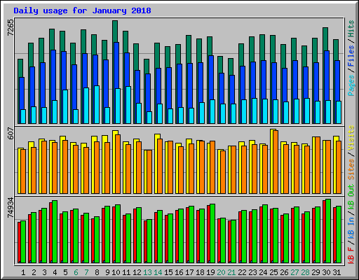 Daily usage for January 2018