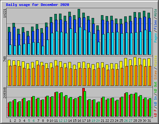 Daily usage for December 2020
