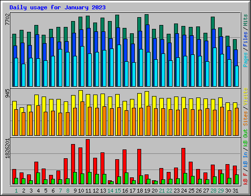 Daily usage for January 2023
