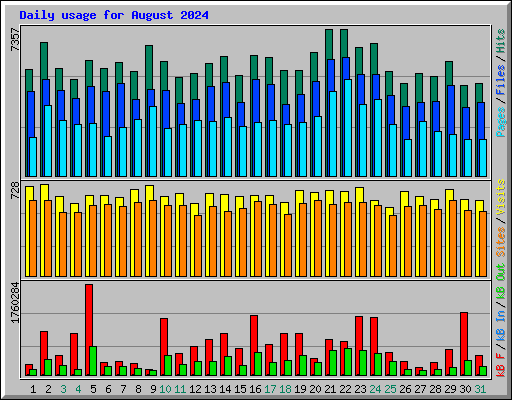 Daily usage for August 2024