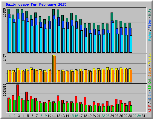 Daily usage for February 2025